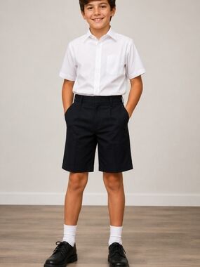 NWT Tom Sawyer Elderwear Boys Black School Uniform Shorts Size 26 Husky Hidden
